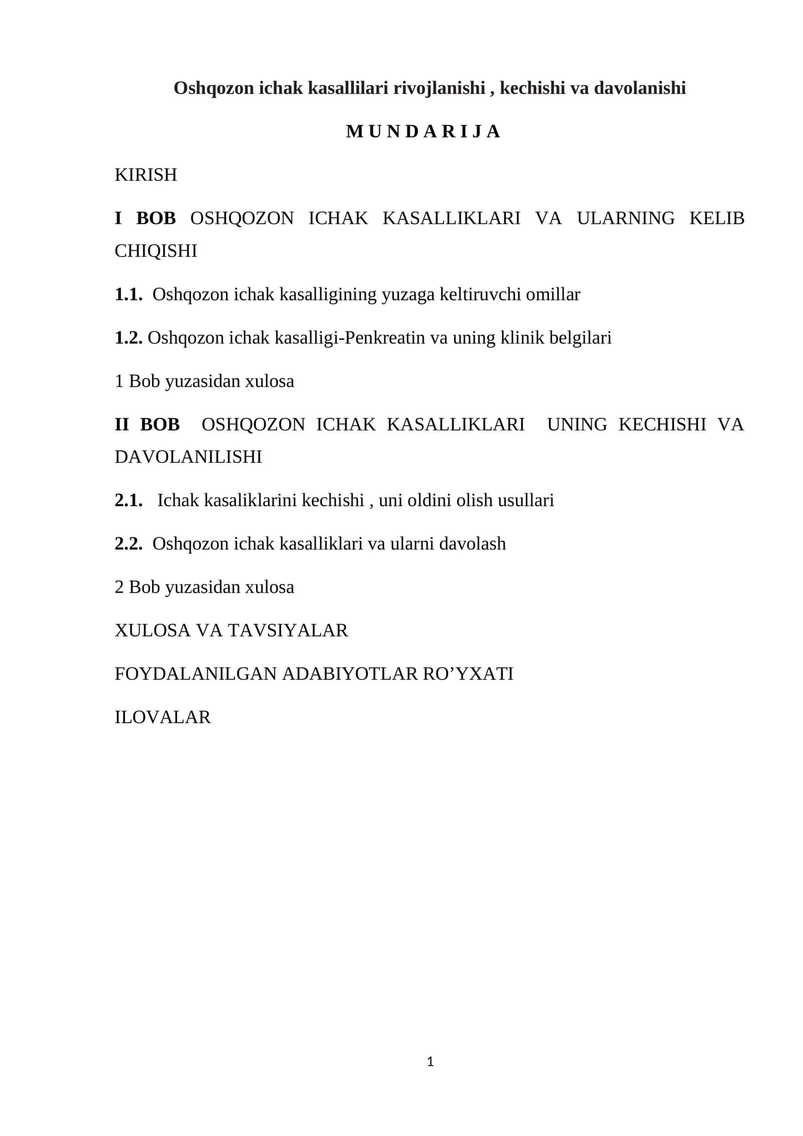 Oshqozon ichak kasallilari rivojlanishi, kechishi va davolanishi 1
