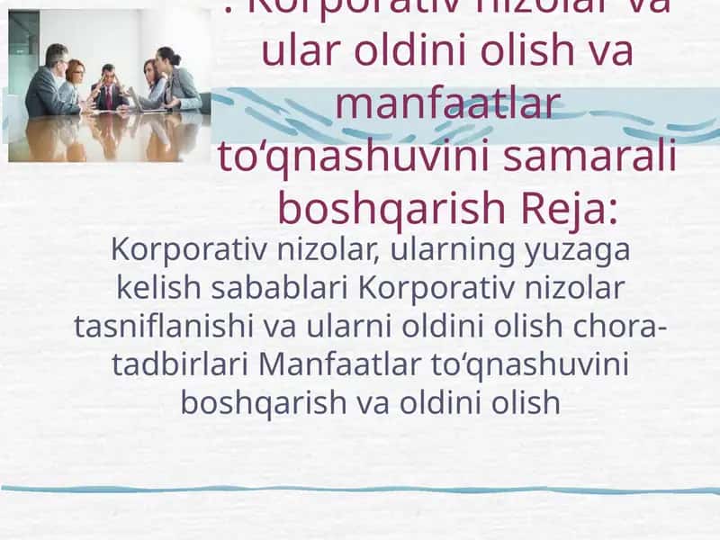 Korporativ nizolar va ular oldini olish 1