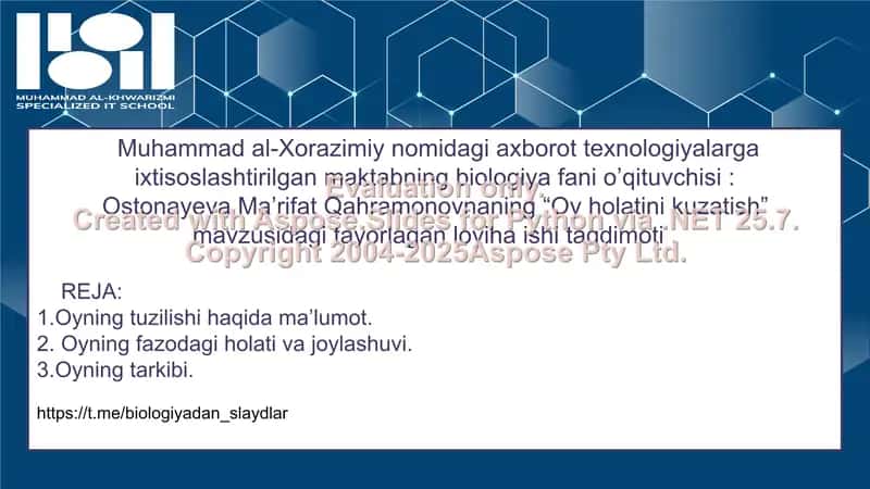 "Oy holatini kuzatish" loyihasi 1