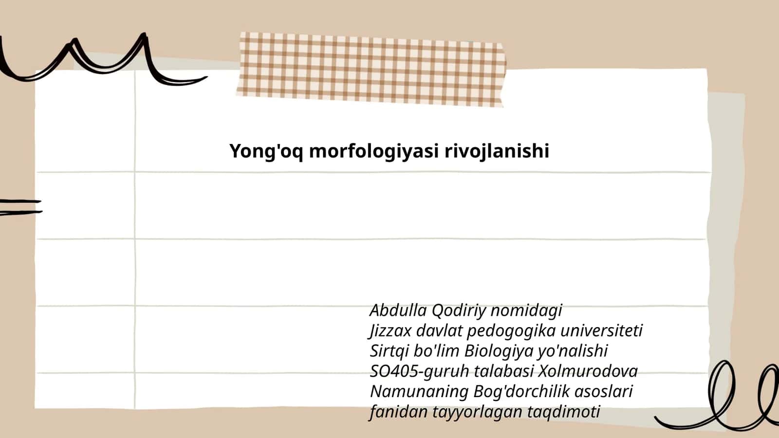 Namunaning Bog'dorchilik asoslari fanidan tayyorlagan taqdimoti 1