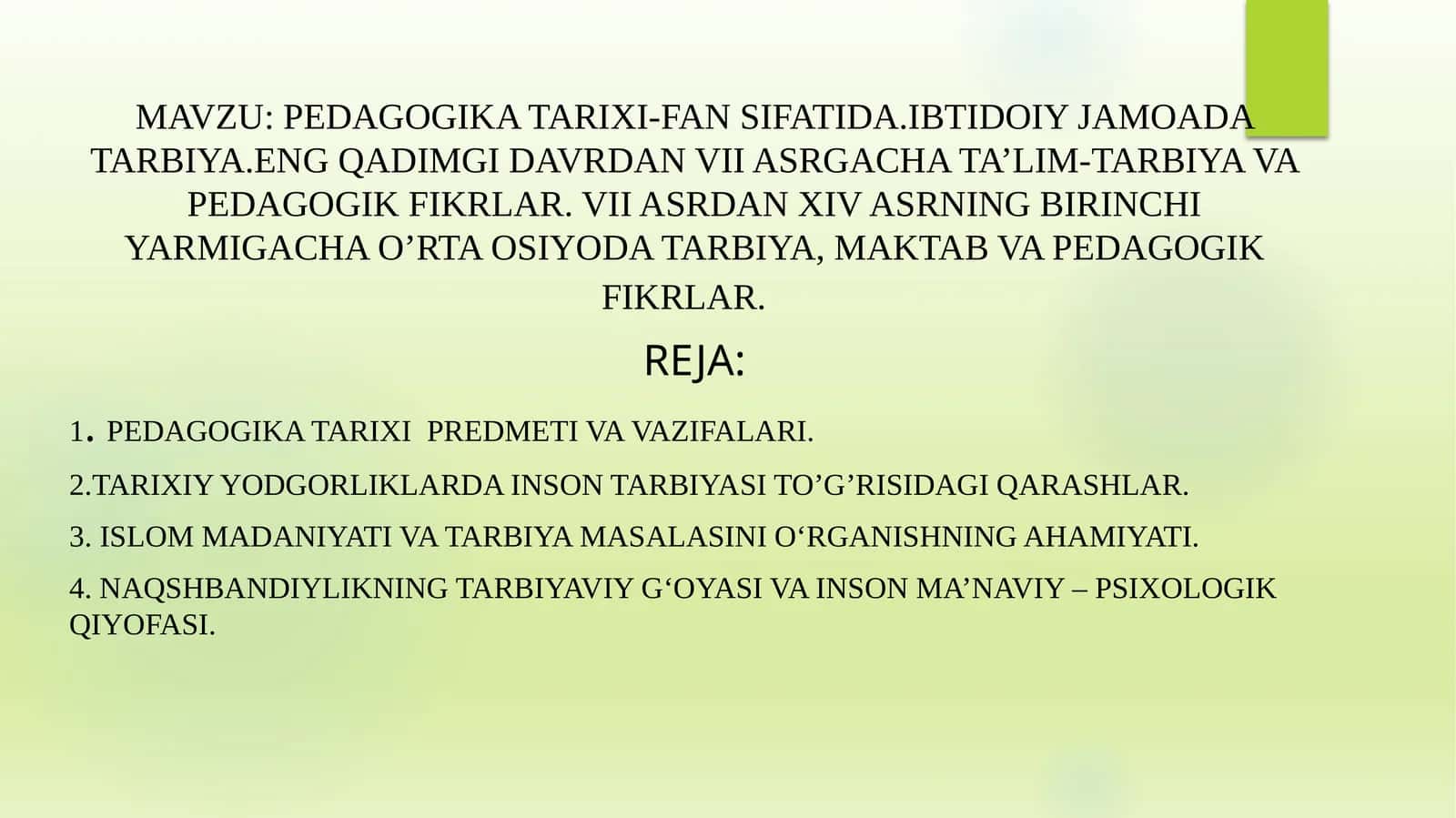 Pedagogika tarixi-fanisi 1