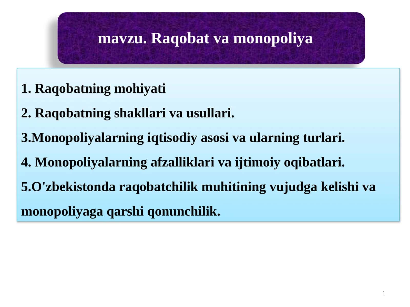 Raqobatning mohiyati 1