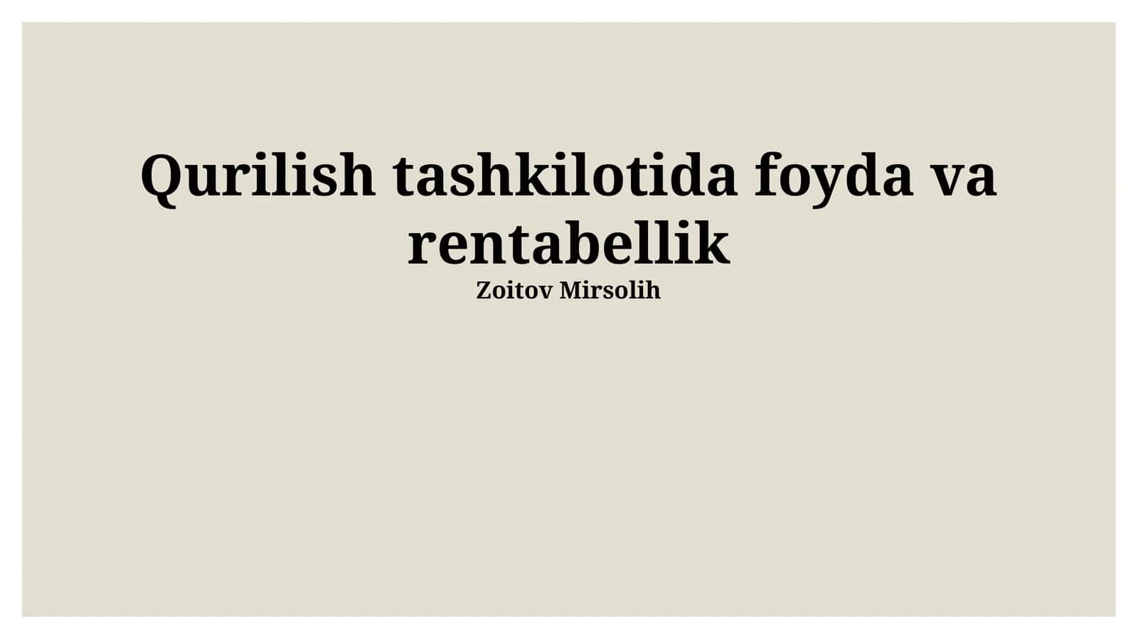 Qurilish tashkilotida foyda va rentabellik 1