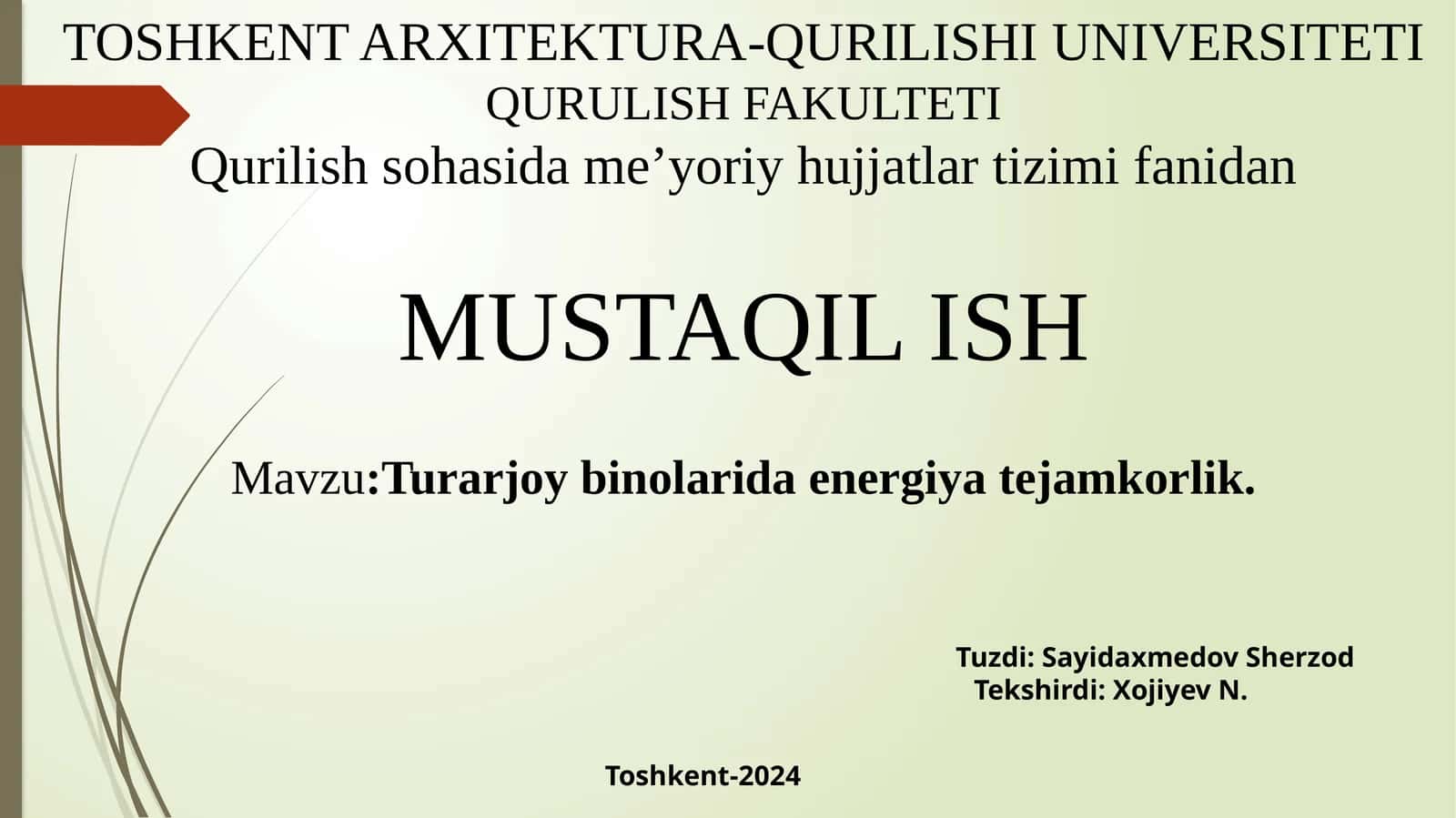 Turarjoy binolarida energiya tejamkorlik 1