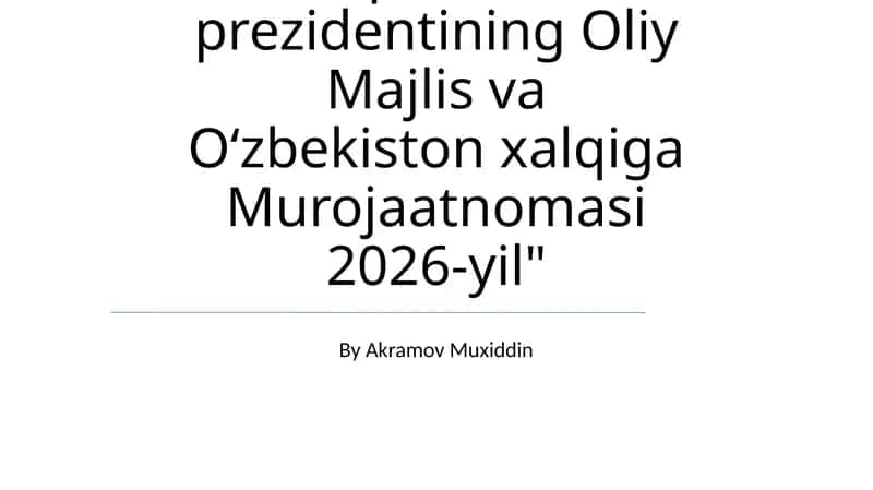 Oʻzbekiston Respublikasi prezidentining Oliy Majlis va Oʻzbekiston xalqiga Murojaatnomasi 2026-yil 1
