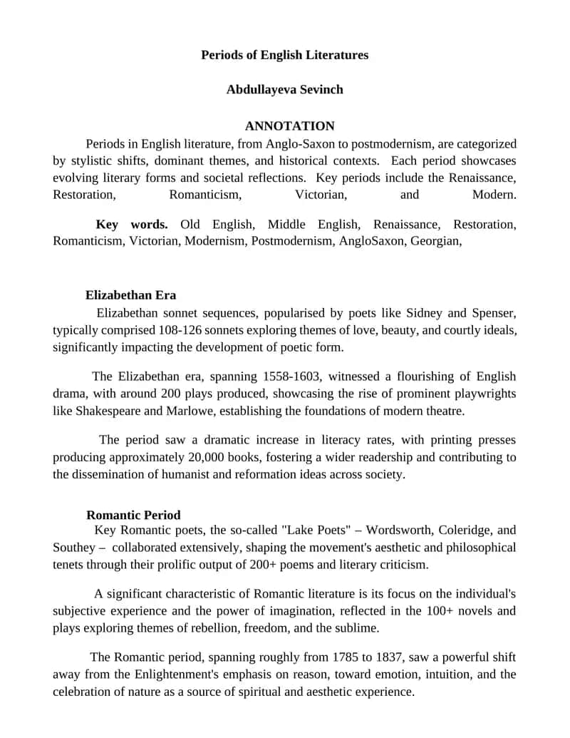 Periods of English Literatures 1