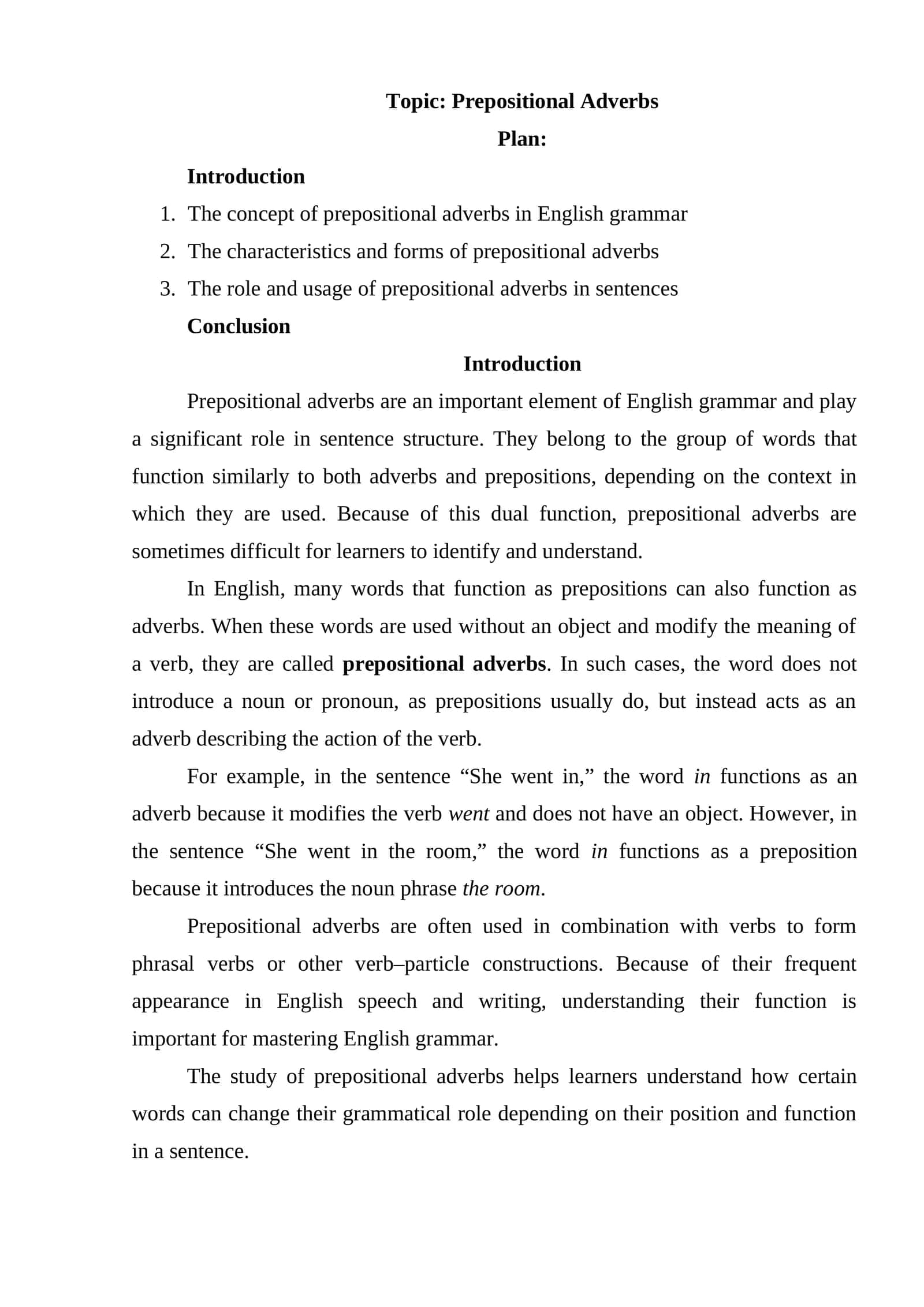 Prepositional Adverbs 1