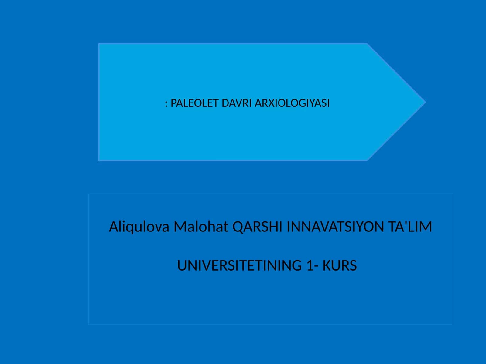 QARSHI INNAVATSIYON TA'LIM UNIVERSITETINING 1- KURS: PALEOLET DAVRI ARXIOLOGIYASI 1