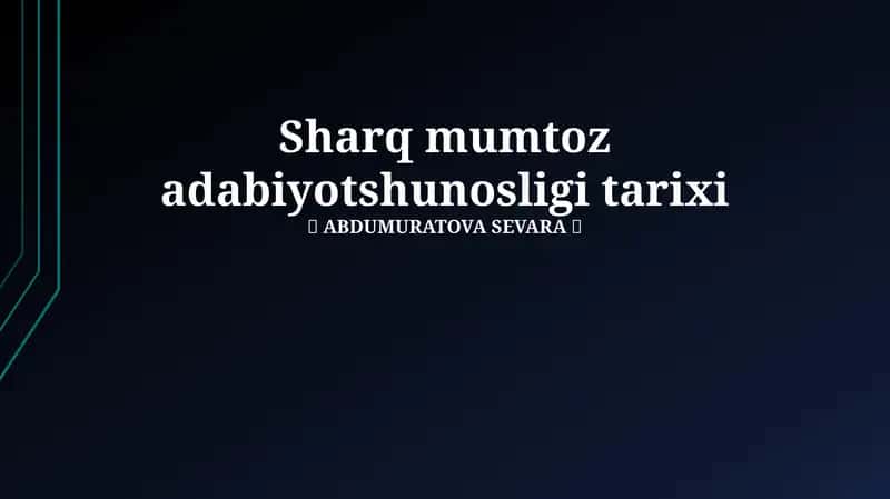 Sharq mumtoz adabiyotshunosligi tarixi 1