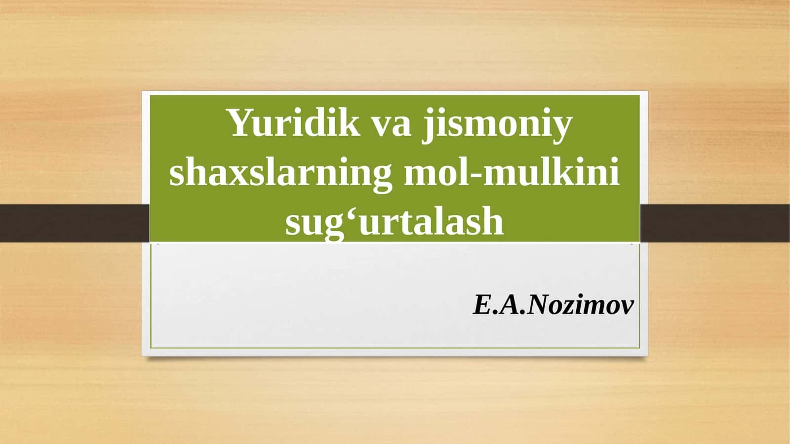 Yuridik va jismoniy shaxslarning mol-mulkini sug‘urtalash 1