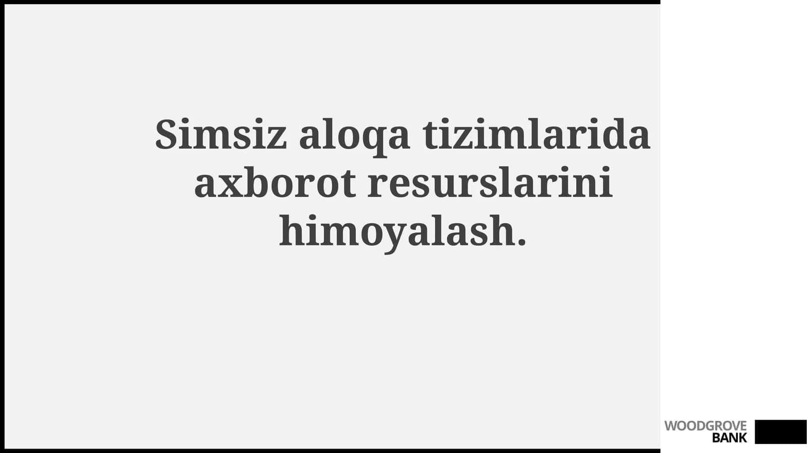 Simsiz aloqa tizimlarida axborot resurslarini himoyalash 1