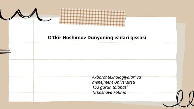 Dunyoning ishlari qissasi 1