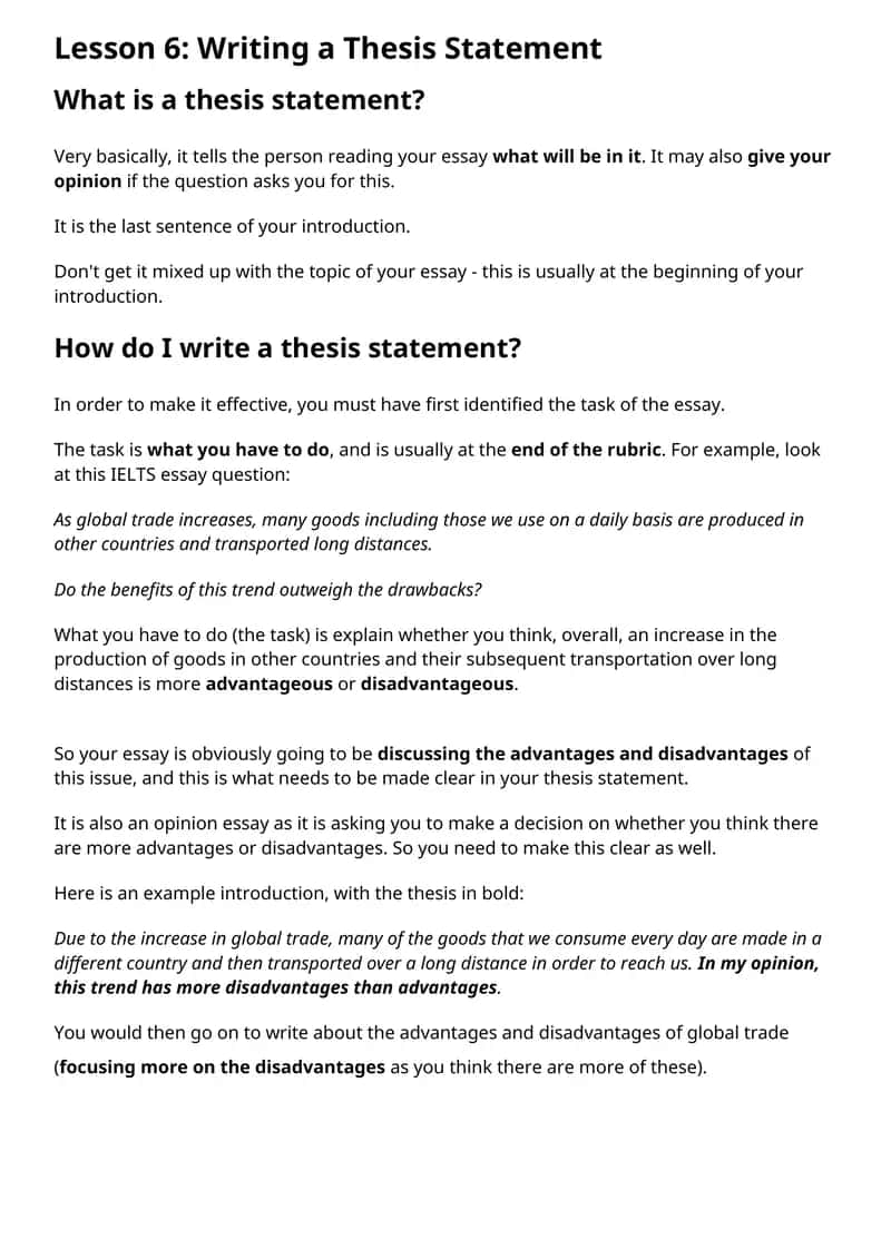 Lesson 6: Writing a Thesis Statement 1