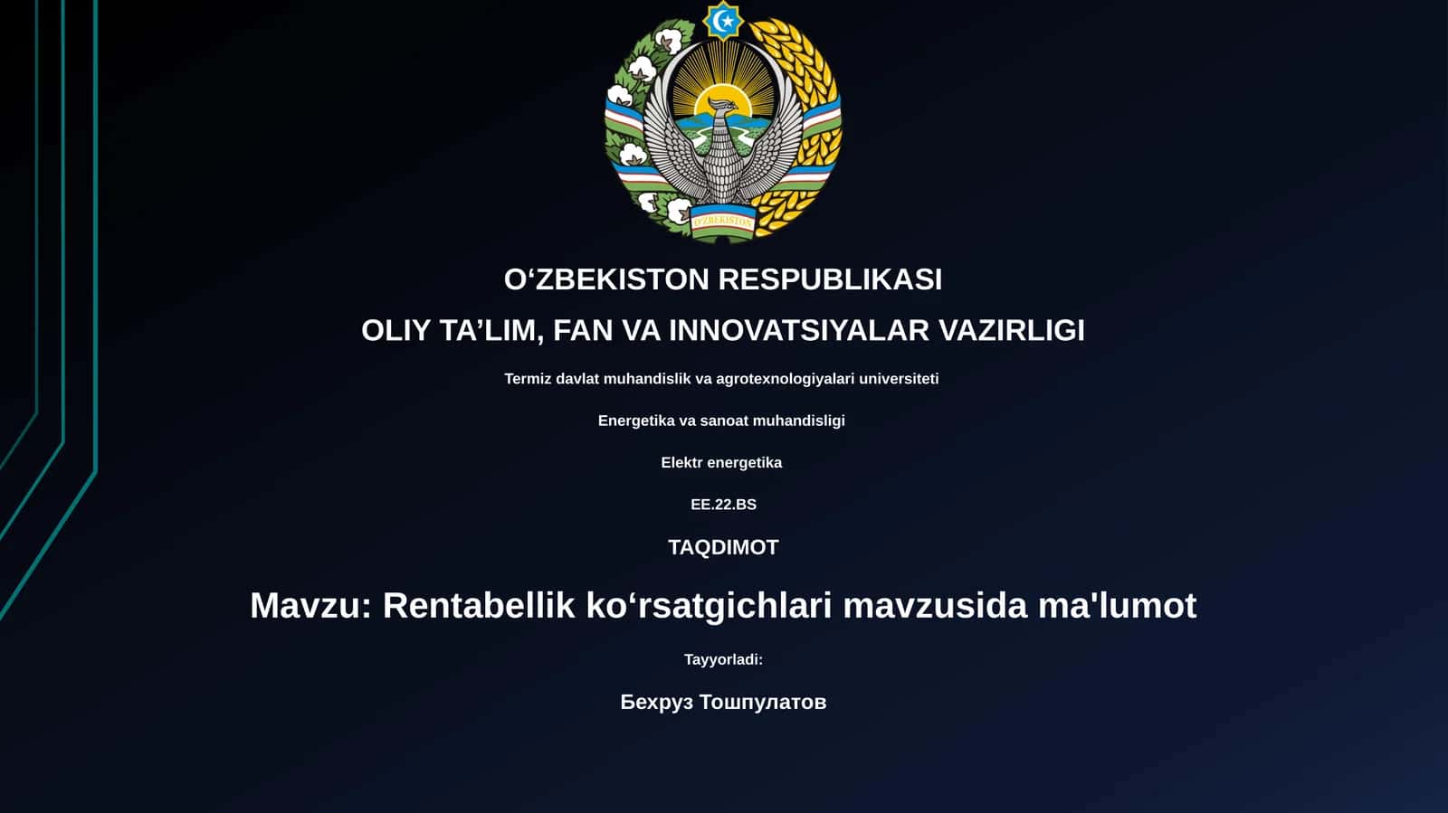 Rentabellik koʻrsatgichlari mavzusida ma'lumot 1