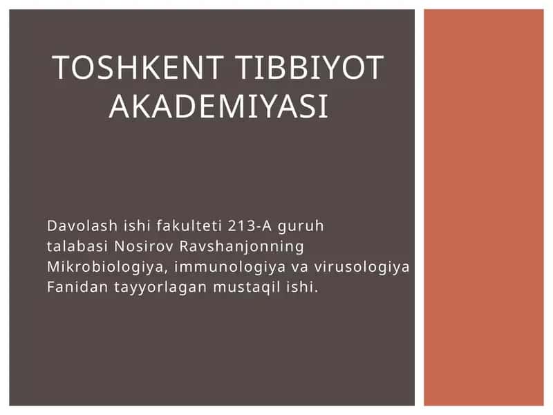 Immun tizimning shakllanishi va yoshga qarab o'zgarishi 1