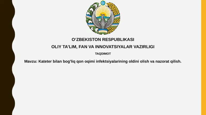 Kateter bilan bog'liq qon oqimi infektsiyalarining oldini olish va nazorat qilish 1