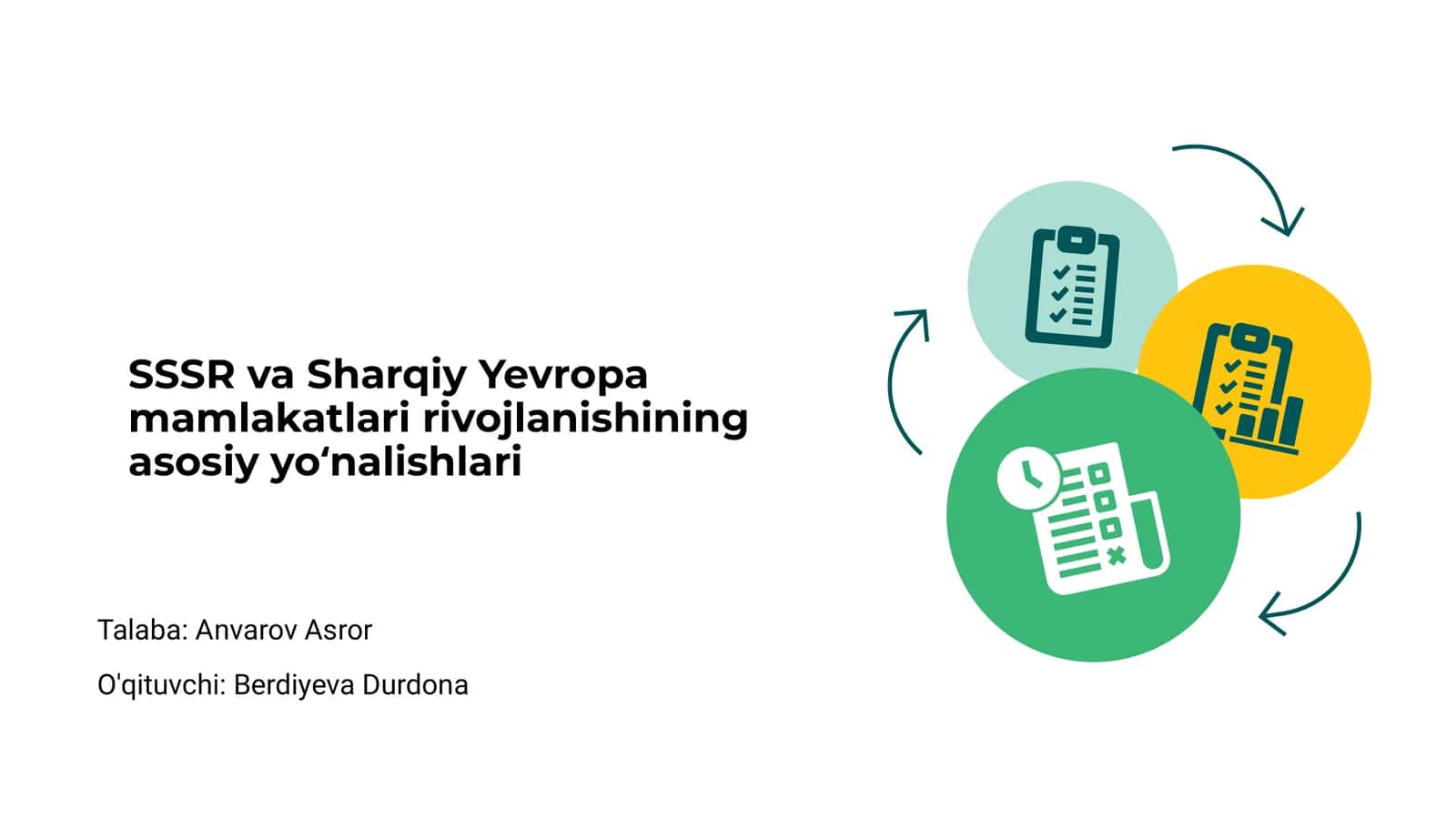 SSSR va Sharqiy Yevropa mamlakatlari rivojlanishining asosiy yoʻnalishlari 1