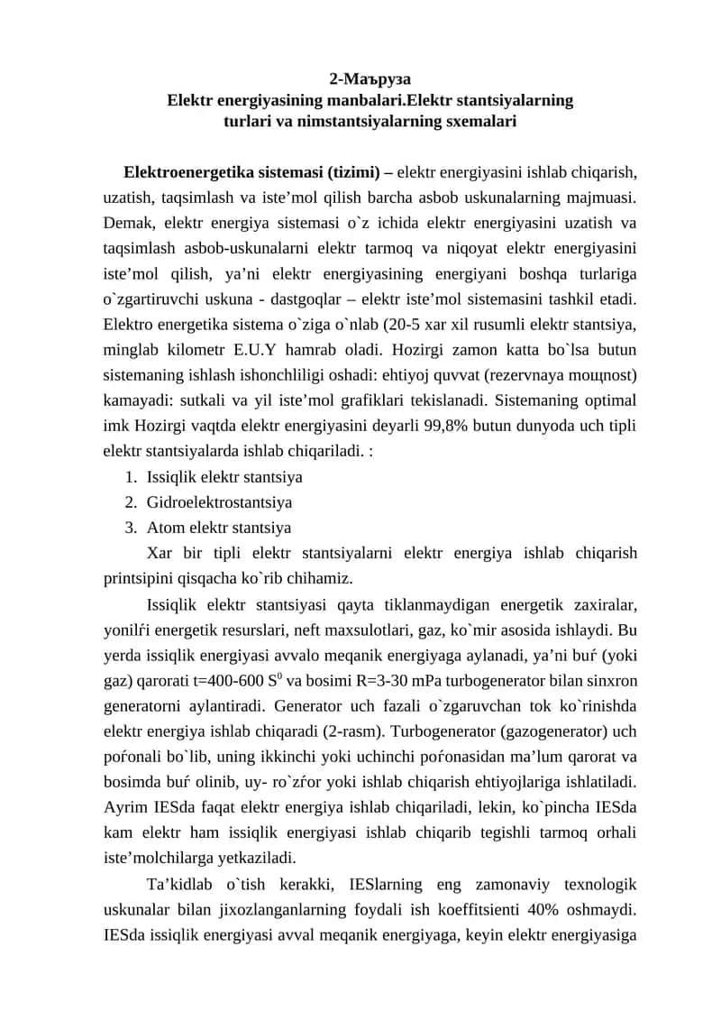 Elektroenergetika Sistemasi 1
