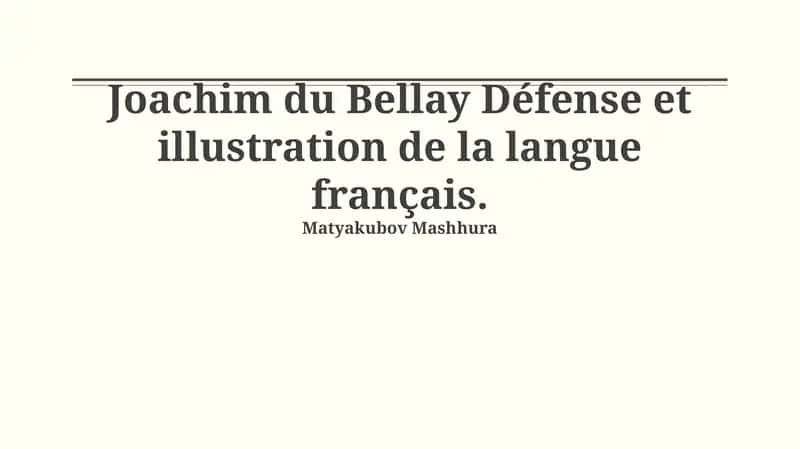 Défense et illustration de la langue français 1