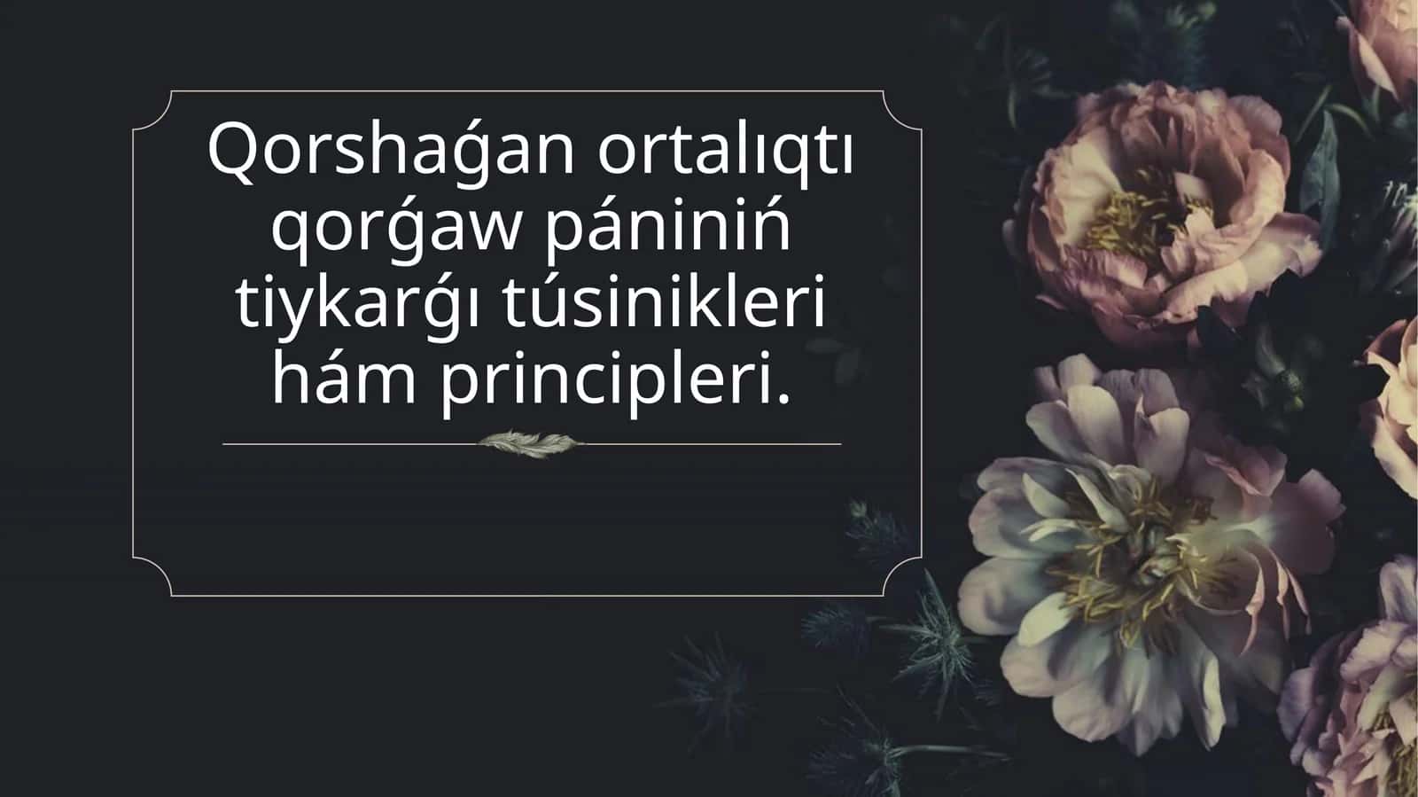Qorshaǵan ortalıqtı qorǵaw pániniń tiykarǵı túsinikleri hám principleri 1