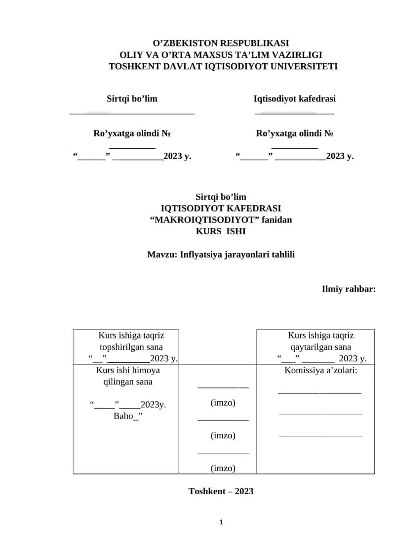 Inflyatsiya jarayonlari tahlili 1