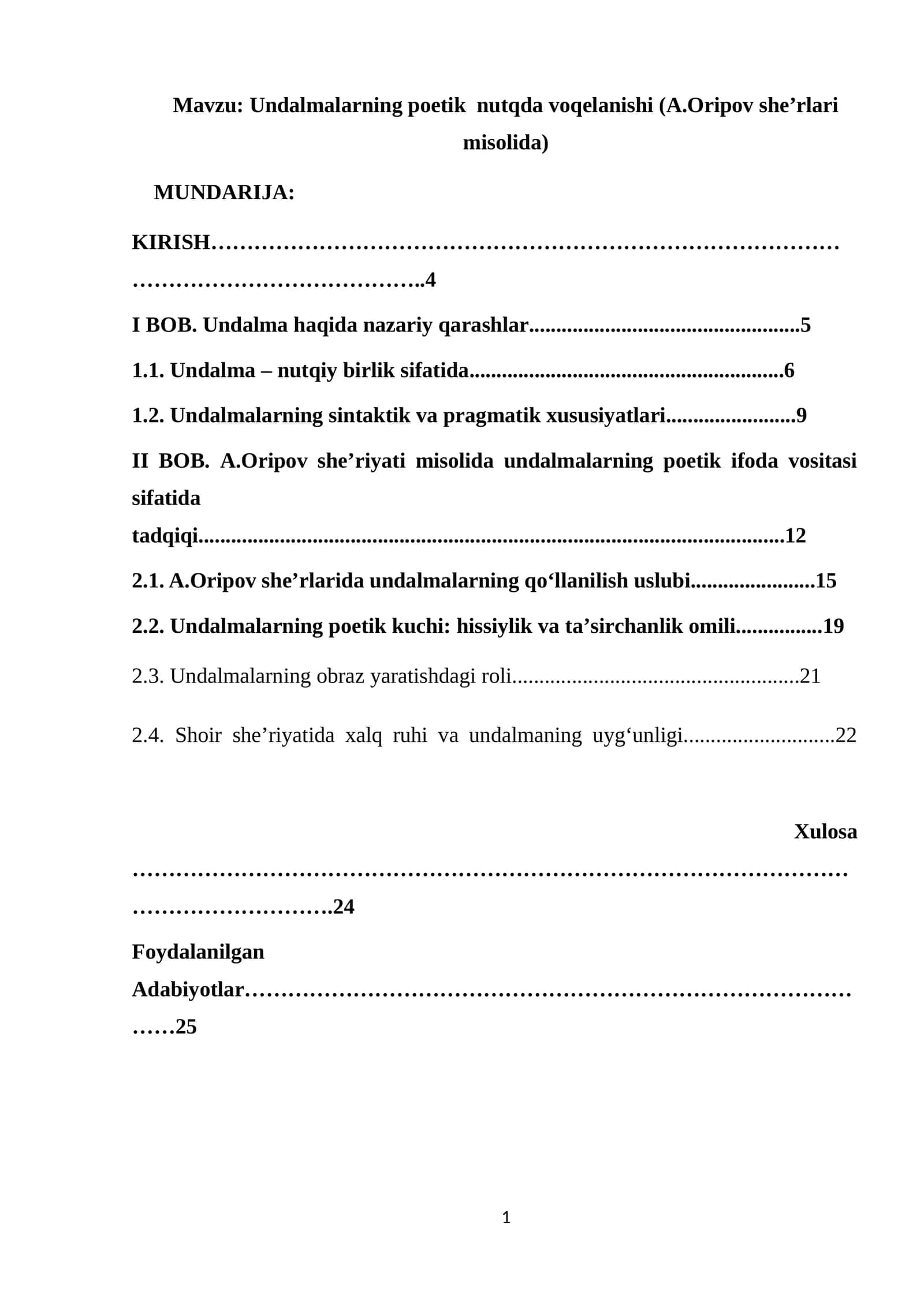Undalmalarning poetik nutqda voqelanishi (A.Oripov she’rlari misolida) 1