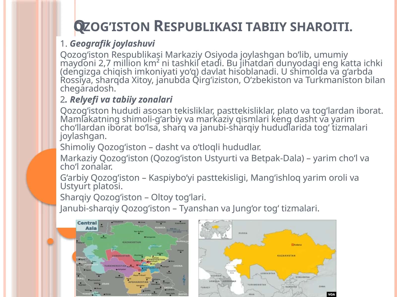 Qоzоg’istоn Rеspublikаsi tаbiiy shаrоiti 1