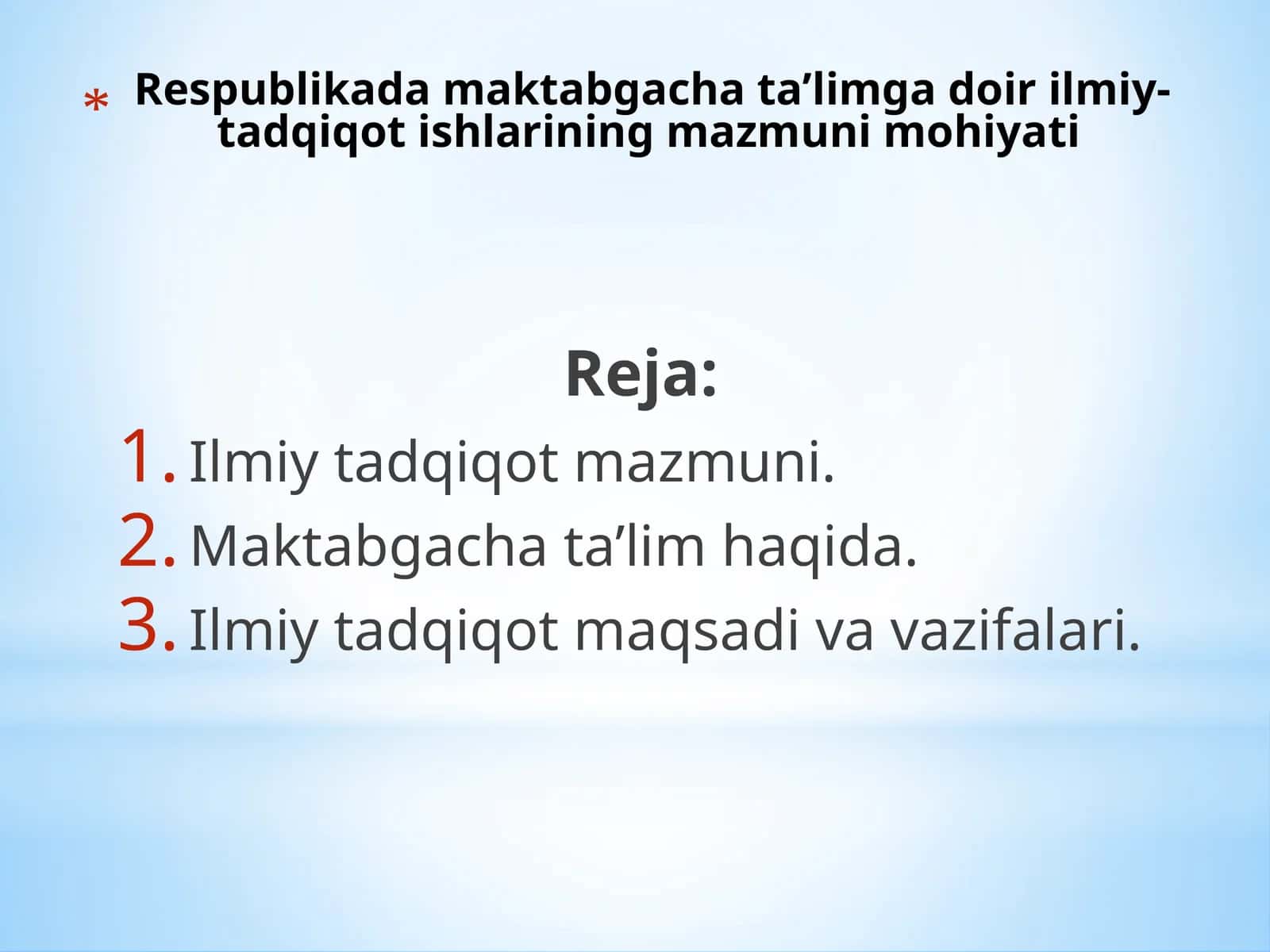 Respublikada maktabgacha ta’limga doir ilmiy-tadqiqot ishlarining mazmuni mohiyati 1