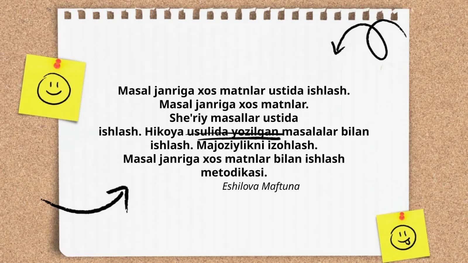 Masal janriga xos matnlar ustida ishlash 1