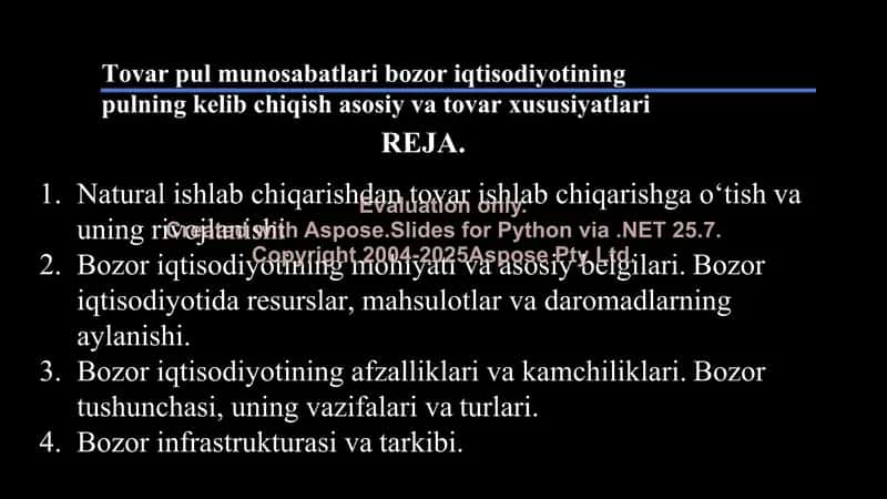 Bozor iqtisodiyoti va tovar ishlab chiqarish asoslari 1