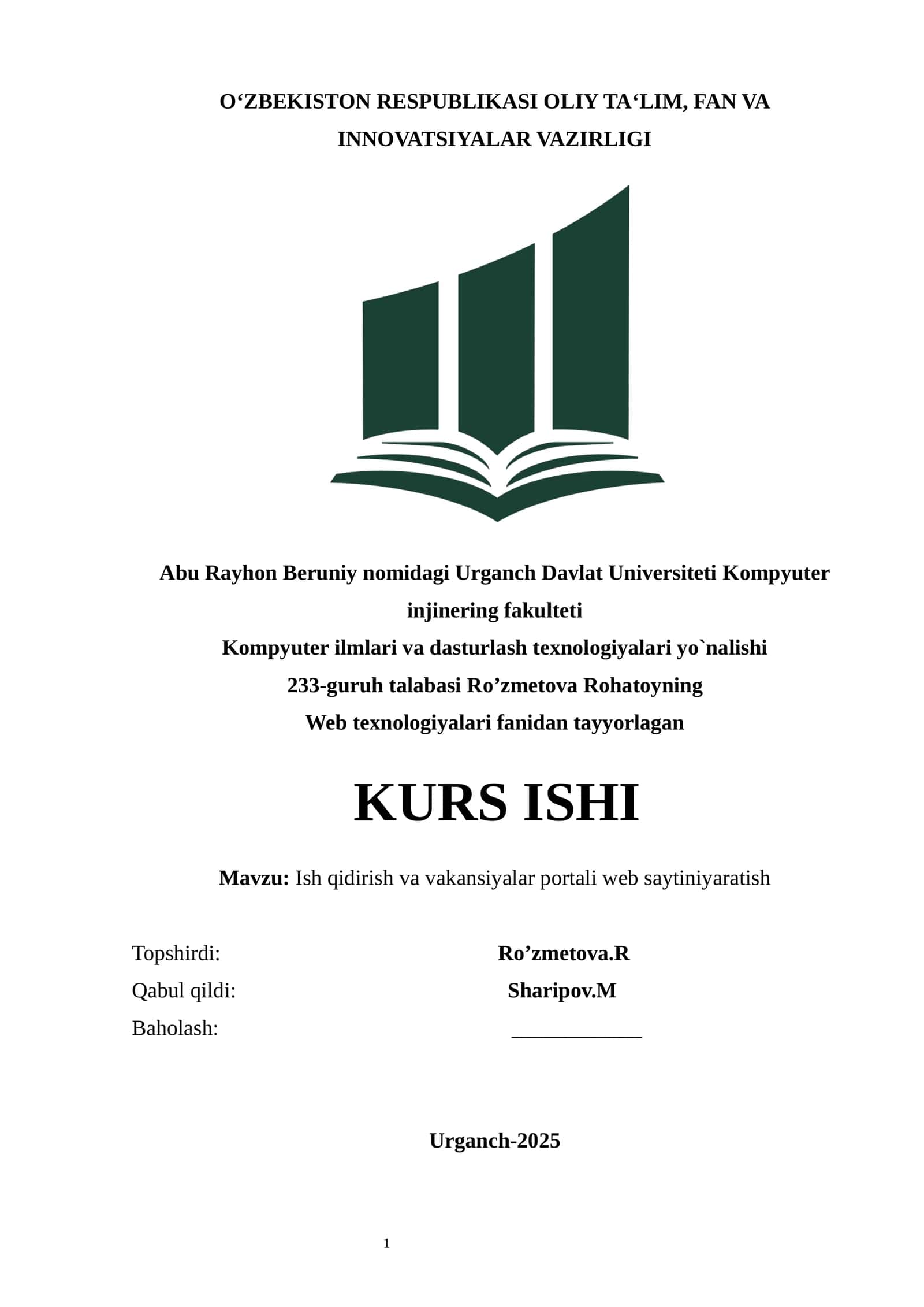 Ish qidirish va vakansiyalar portali web saytiniyaratish 1