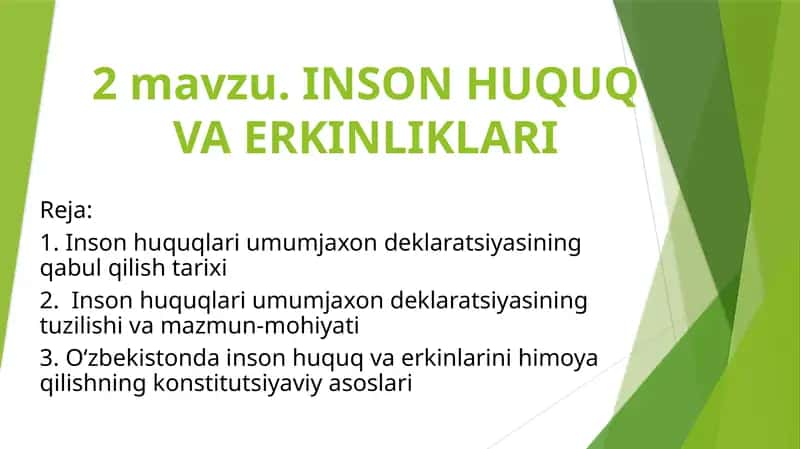 INSON HUQUQ VA ERKINLIKLARI 1