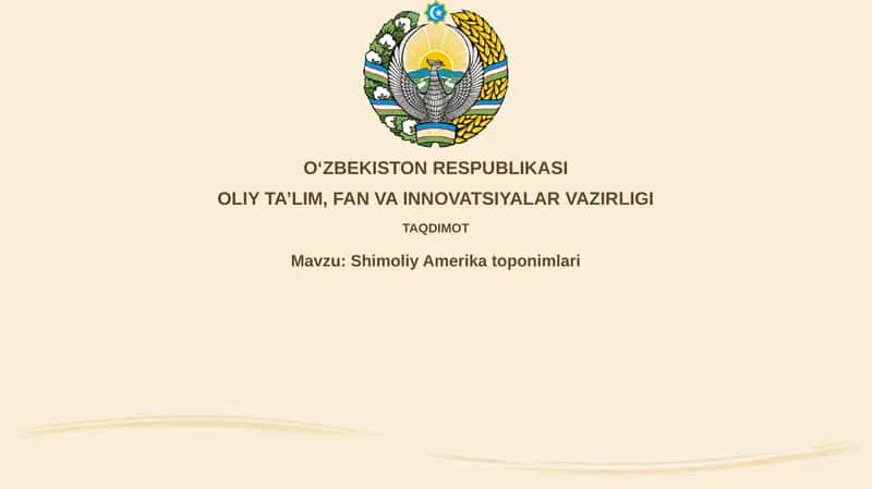 Shimoliy Amerika toponimlari 1