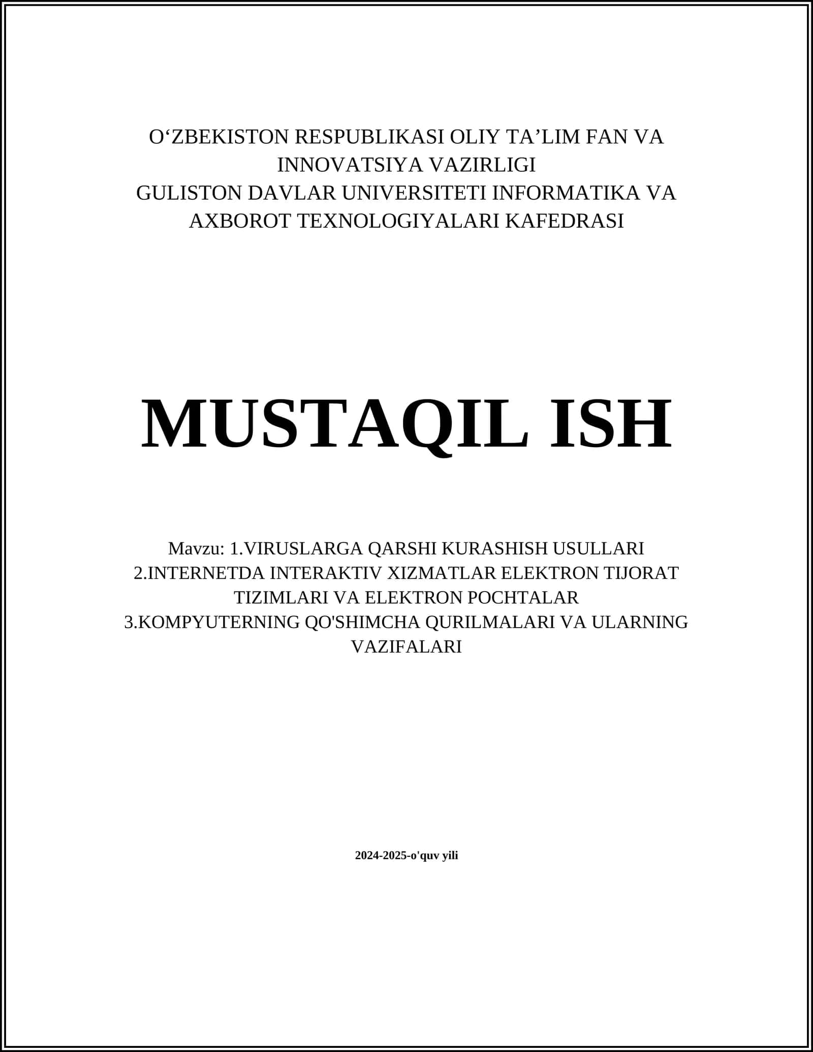 VIRUSLARGA QARSHI KURASHISH USULLARI 1