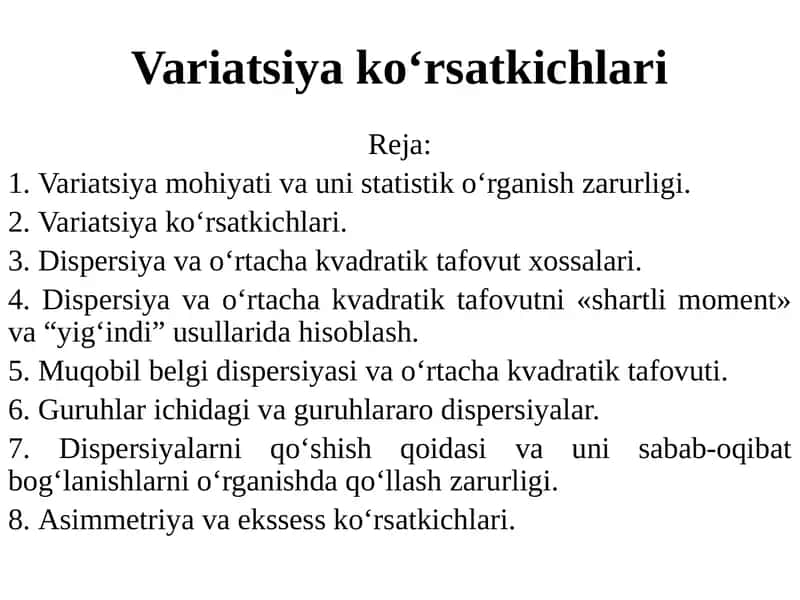 Variatsiya kо‘rsatkichlari 1