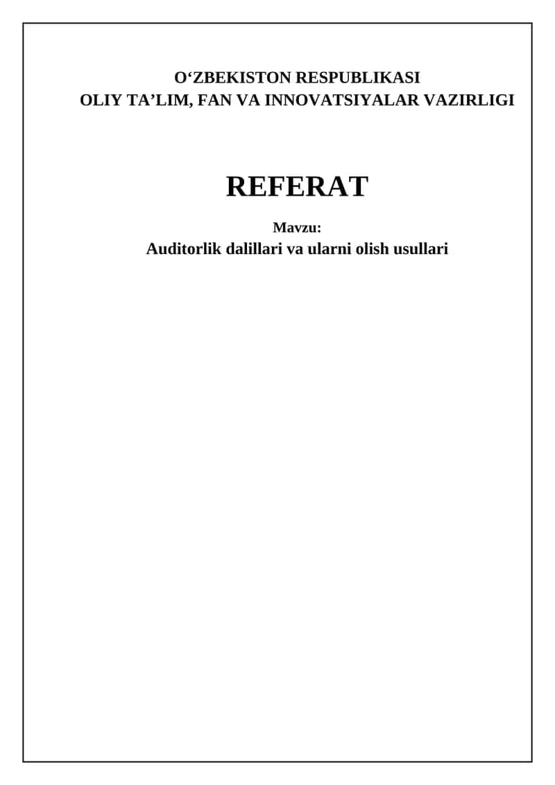 Auditorlik Dalillari va ularni Olish Usullari 1