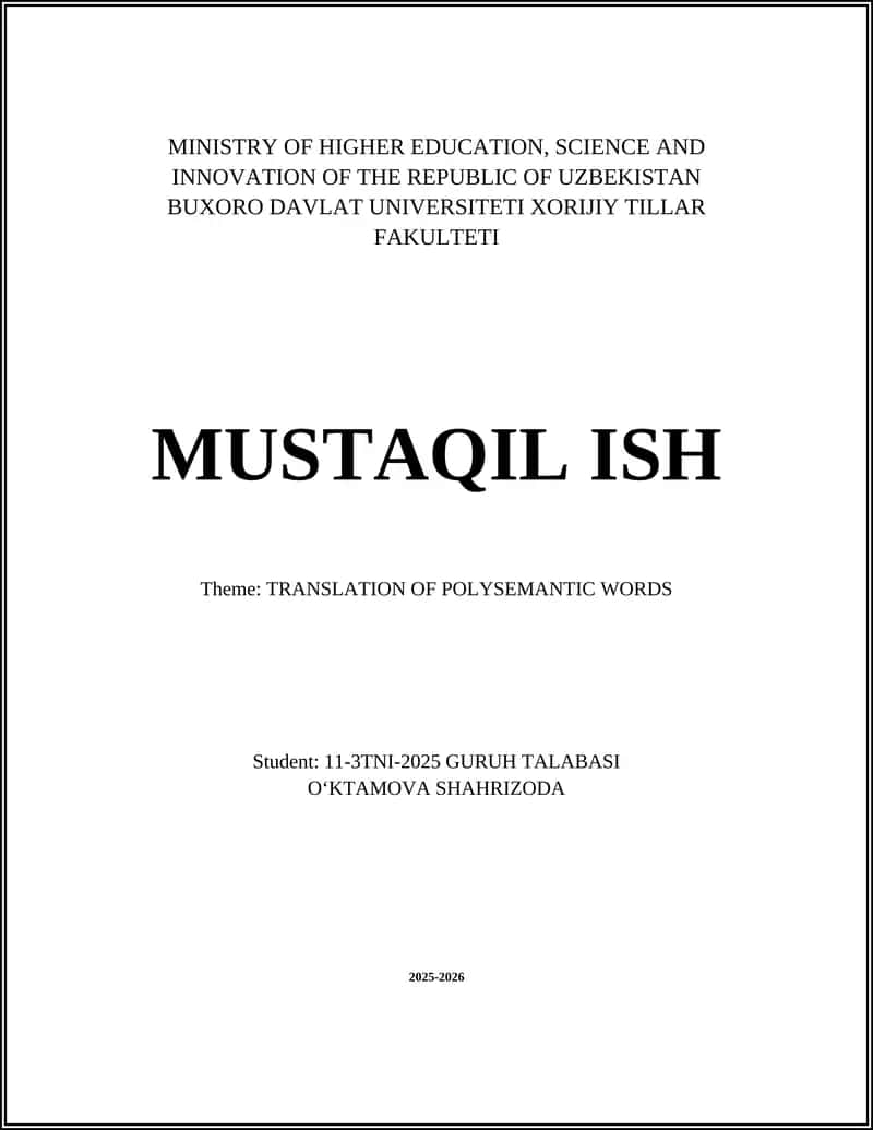 TRANSLATION OF POLYSEMANTIC WORDS 1