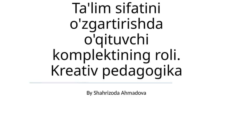 Kreativ pedagogika 1