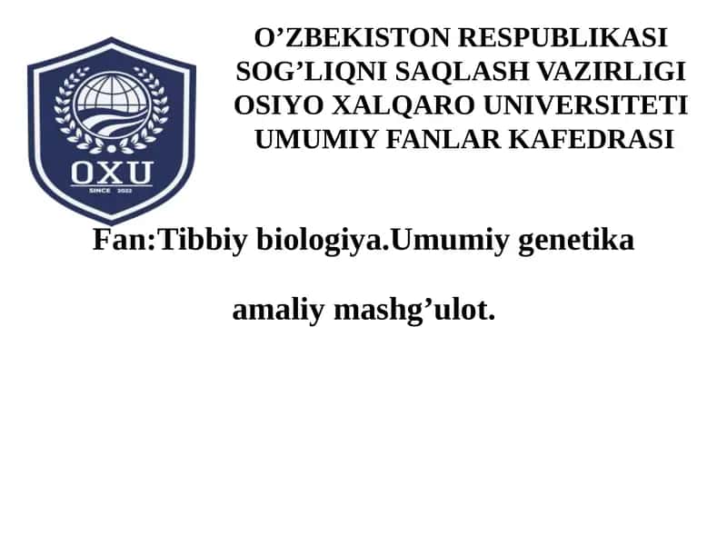 15-mavzu. Irsiy kasalliklar. Xromosoma Kasalliklari. Nikohturlari 1
