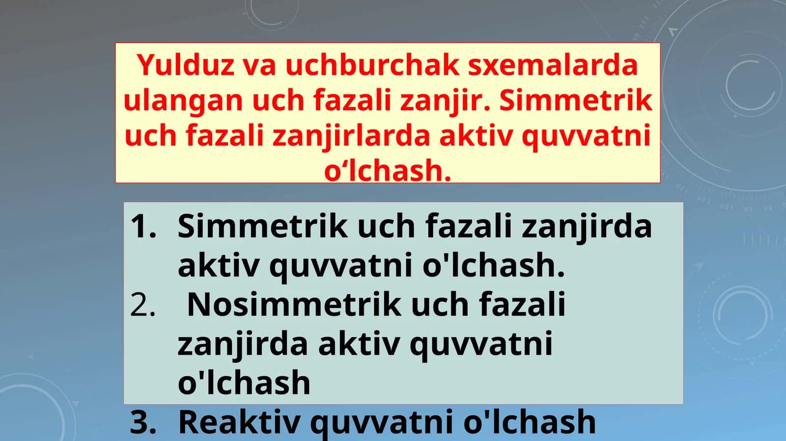 Simmetrik uch fazali zanjir 1