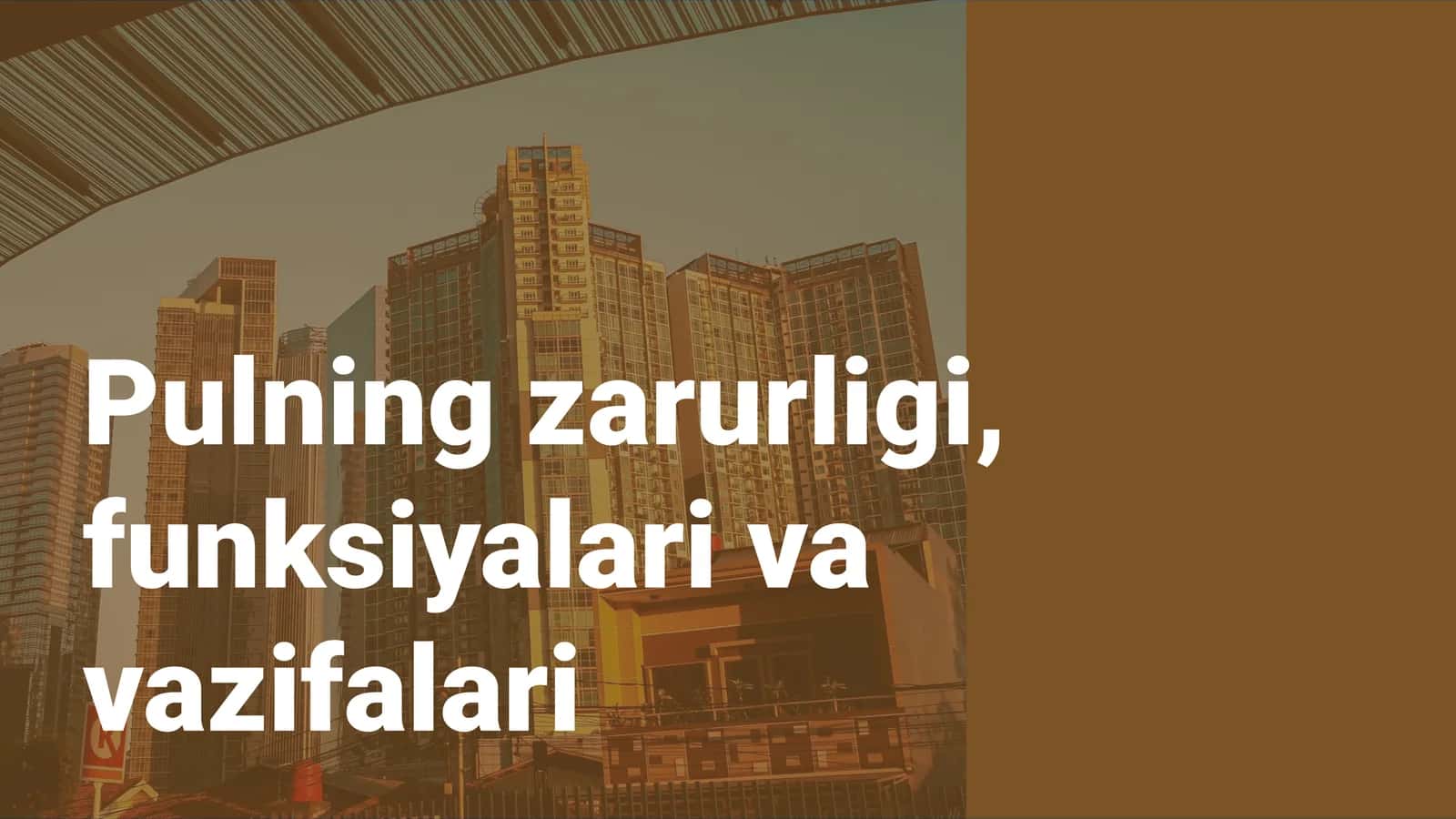 Pulning zarurligi, funksiyalari va vazifalari 1
