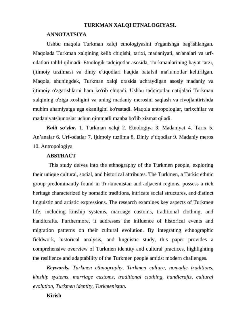 TURKMAN XALQI ETNALOGIYASI 1
