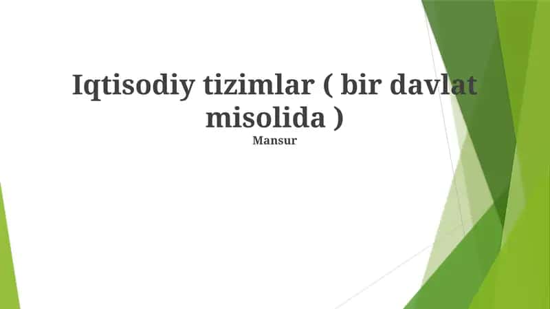 Iqtisodiy tizimlar ( bir davlat misolida ) 1