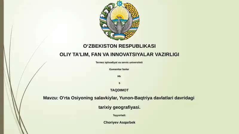 O'rta Osiyoning salavkiylar, Yunon-Baqtriya davlatlari davridagi tarixiy geografiyasi 1