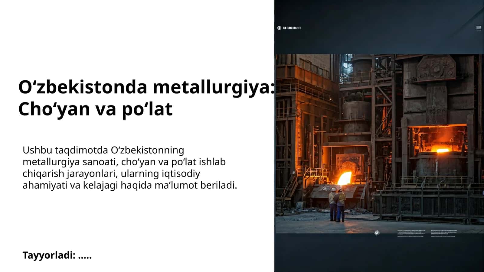 O‘zbekistonda metallurgiya: Cho‘yan va po‘lat 1