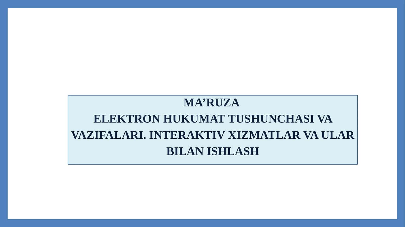 Elektron Hukumat Tushunchasi 1