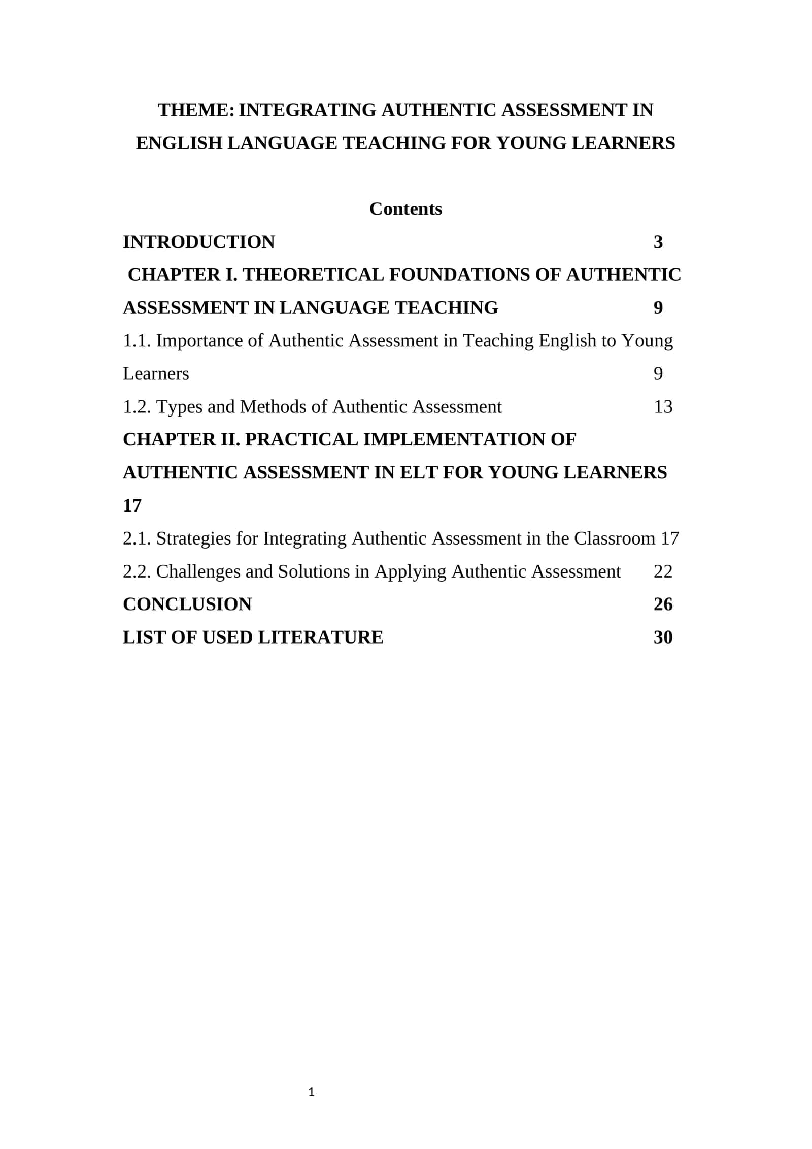 INTEGRATING AUTHENTIC ASSESSMENT IN ENGLISH LANGUAGE TEACHING FOR YOUNG LEARNERS 1