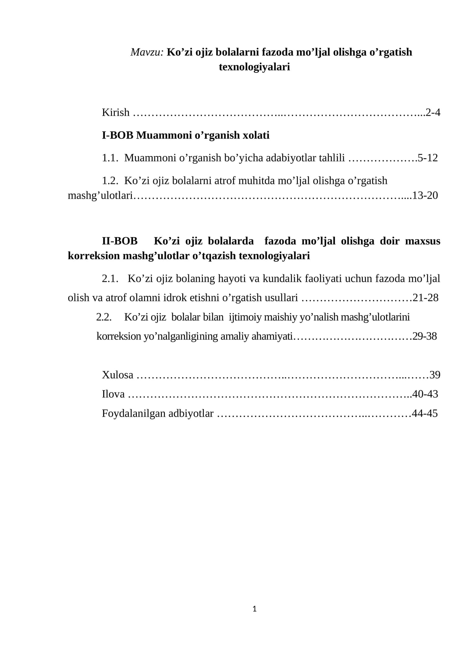 Ko’zi ojiz bolalarni fazoda mo’ljal olishga o’rgatish texnologiyalari 1