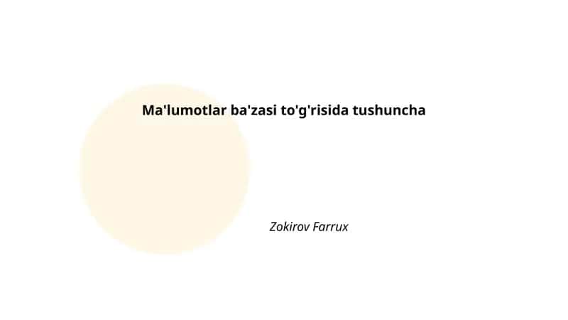Ma'lumotlar bazasi to'g'risida tushuncha 1