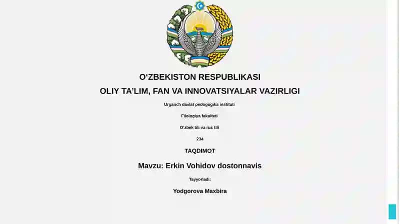Erkin Vohidov dostonnavis